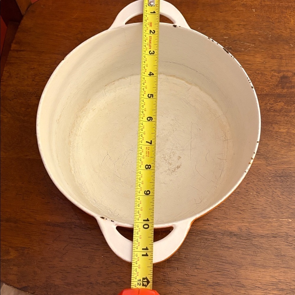 MCM Vintage Descoware 3.5 Quart Dutch Oven Belgian Enameled Cast Iron Flame Red - Picture 17 of 17